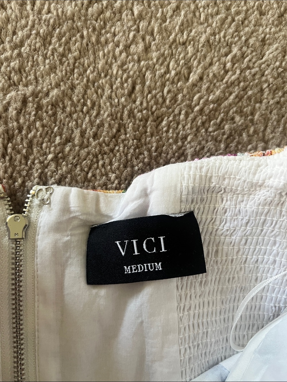 Vici Floral Peplum Corset Top in White with Pink, Blue & Yellow Blooms - Picture 3 of 6